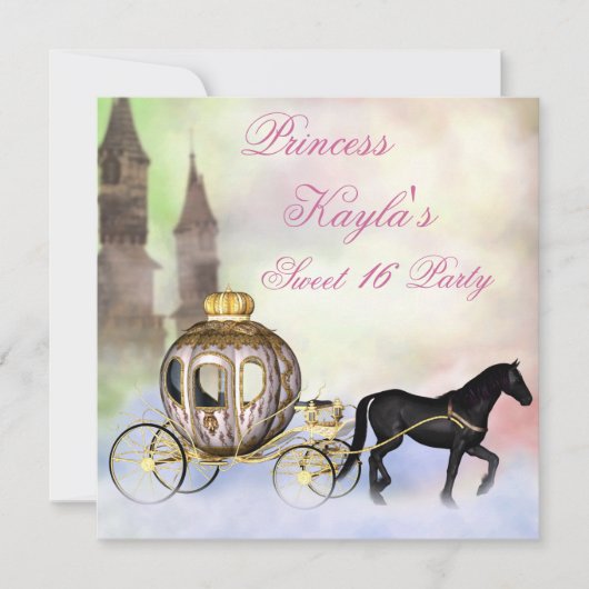 Princess Castle Royal Carriage Princess Sweet 16 Kaart (Voorkant)