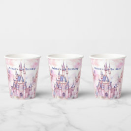 Princess Castle Roze Paarse Papieren Bekers