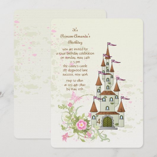 Princess' Castle uitnodiging (Voorkant / Achterkant)