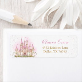 Princess Castle verjaardagsfeestje adreslabel Etiket