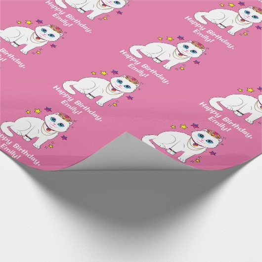 Princess Cat Birthday Name Cadeaupapier (Hoek)