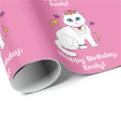 Princess Cat Birthday Name  Cadeaupapier (Rol Hoek)