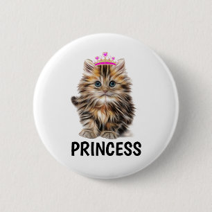 PRINCESS CAT KITTEN-BUTTONNEN RONDE BUTTON 5,7 CM