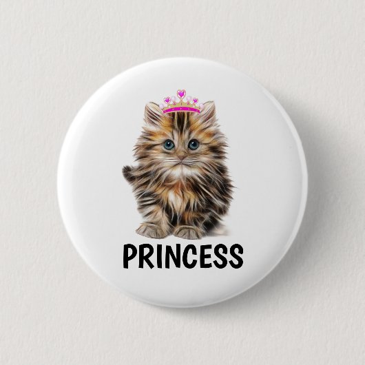 PRINCESS CAT KITTEN-BUTTONNEN RONDE BUTTON 5,7 CM (Voorkant)
