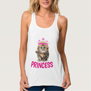 PRINCESS CAT kITTEN T-Shirts, Dames meisjes Tanktop
