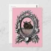 Princess Cat  Lijst roze achtergrond Briefkaart (Voorkant / Achterkant)
