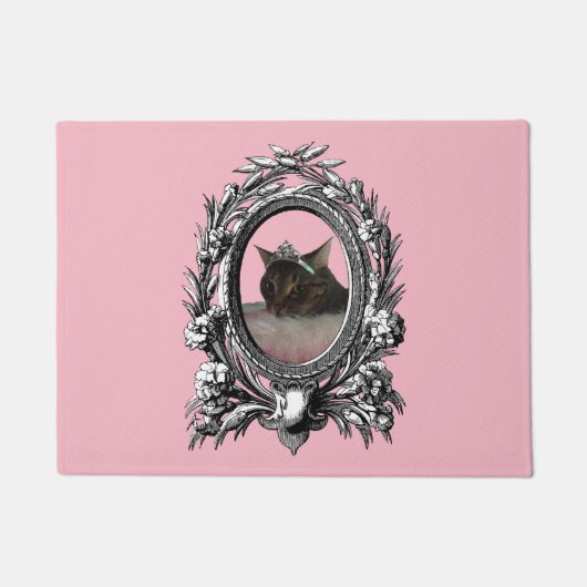 Princess Cat  Lijst roze achtergrond Deurmat (Voorkant)
