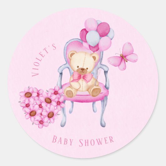 Princess Chairman Teddy Bear Balloon Girl Baby sho Ronde Sticker (Voorkant)