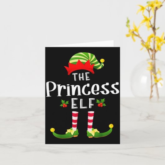 Princess Christmas Elf Matching Pajama X-mas Party Kaart (Gele Bloem)