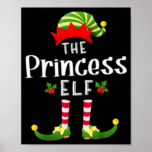 Princess Christmas Elf Matching Pajama X-mas Party Poster (Voorkant)