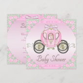 Princess Coach en Rozen Roze Baby shower Kaart (Voorkant / Achterkant)