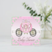 Princess Coach en Rozen Roze Baby shower Kaart (Staand voorkant)