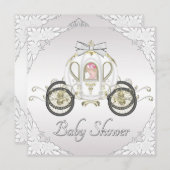 Princess Coach en Rozen White Baby shower Kaart (Voorkant / Achterkant)