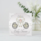 Princess Coach en Rozen White Baby shower Kaart (Staand voorkant)