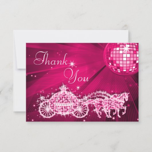 Princess Coach & Horses & Disco Ball Dank u Bedankkaart (Voorkant)