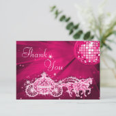 Princess Coach & Horses & Disco Ball Dank u Bedankkaart (Staand voorkant)