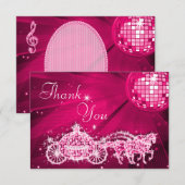 Princess Coach & Horses & Disco Ball Dank u Bedankkaart (Voorkant / Achterkant)