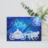 Princess Coach & Horses & Disco Ball RSVP (Staand voorkant)