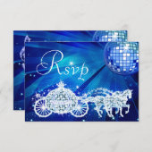 Princess Coach & Horses & Disco Ball RSVP (Voorkant / Achterkant)