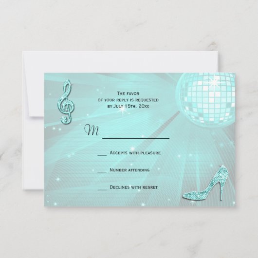 Princess Coach & Horses & Disco Ball RSVP (Achterkant)