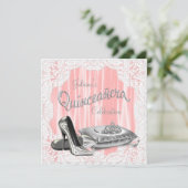 Princess Coral en Grey Quinceanera Kaart (Staand voorkant)