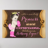 Princess Cowgirl Baby shower Banner Poster (Voorkant)