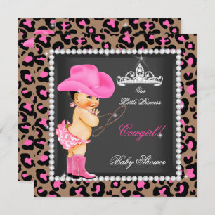 Princess Cowgirl Baby shower Pink Brown Brunette Kaart