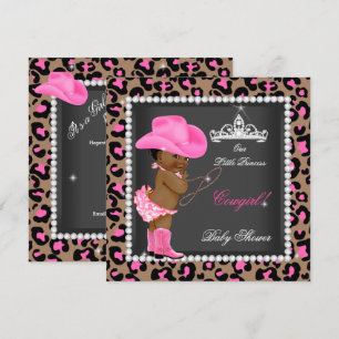 Princess Cowgirl Baby shower Pink Brown Ethnic Kaart