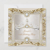 Princess Cream Gold Diamond Tiara Birthday Party Kaart (Voorkant)