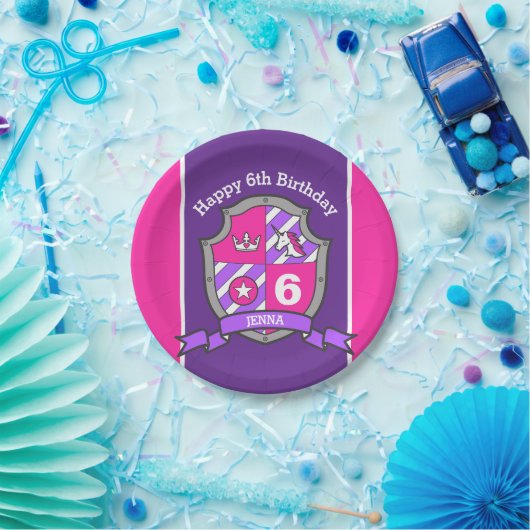 Princess crest 6e verjaardag roze feest bord (Feest)
