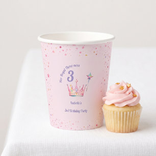 Princess Crown 3e Verjaardag Royal Drieheid Papieren Bekers