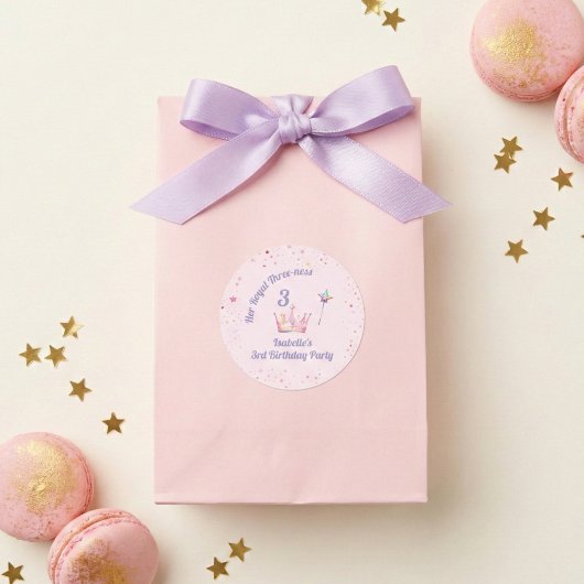Princess Crown 3rd Birthday Royal Threeness Ronde Sticker