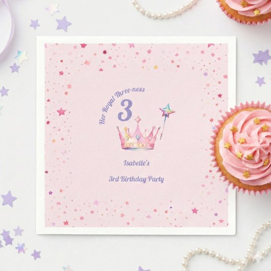 Princess Crown 3rd Birthday Royal Threeness Servet