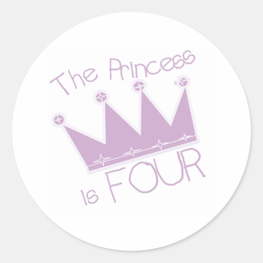 Princess Crown 4th Birthday Ronde Sticker (Voorkant)