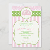 Princess Crown Baby Shower Invitations Roze Green Kaart (Voorkant)