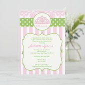 Princess Crown Baby Shower Invitations Roze Green Kaart (Staand voorkant)