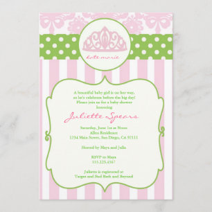 Princess Crown Baby Shower Invitations Roze Green Kaart