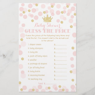 Princess Crown Baby shower price Game roze & gold Flyer