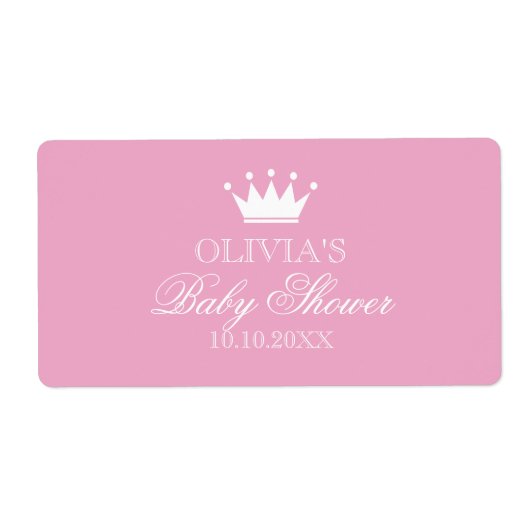 Princess crown baby shower waterfles stickers (Voorkant)