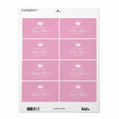 Princess crown baby shower waterfles stickers (Full Sheet)