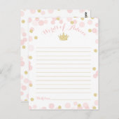 Princess Crown Baby shower Woorden van advies Briefkaart (Voorkant / Achterkant)