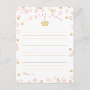 Princess Crown Baby shower Woorden van advies Briefkaart