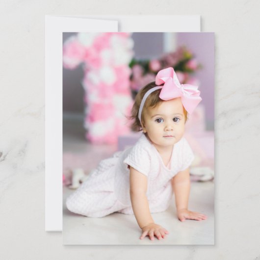 Princess Crown Blush Roze Girly Foto Verjaardag Kaart (Achterkant)