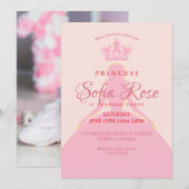 Princess Crown Blush Roze Girly Foto Verjaardag Kaart (Voorkant / Achterkant)