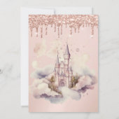 Princess Crown Castle Roos Gouden Drips Quinceañer Kaart (Achterkant)