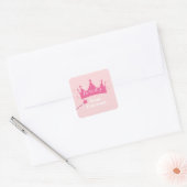 Princess crown children verjaardagsfeestje bedankt vierkante sticker (Envelop)