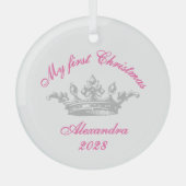 Princess Crown Custom Year Mijn eerste Kerstmis Glas Ornament (Voorkant)