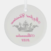 Princess Crown Custom Year Mijn eerste Kerstmis Glas Ornament (Achterkant)