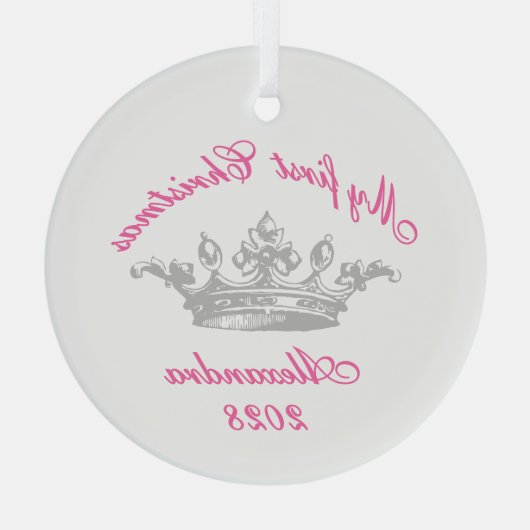 Princess Crown Custom Year Mijn eerste Kerstmis Glas Ornament (Achterkant)