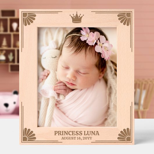 Princess Crown & Daisy Corners Naam van de dochter Gegraveerde Lijstjes